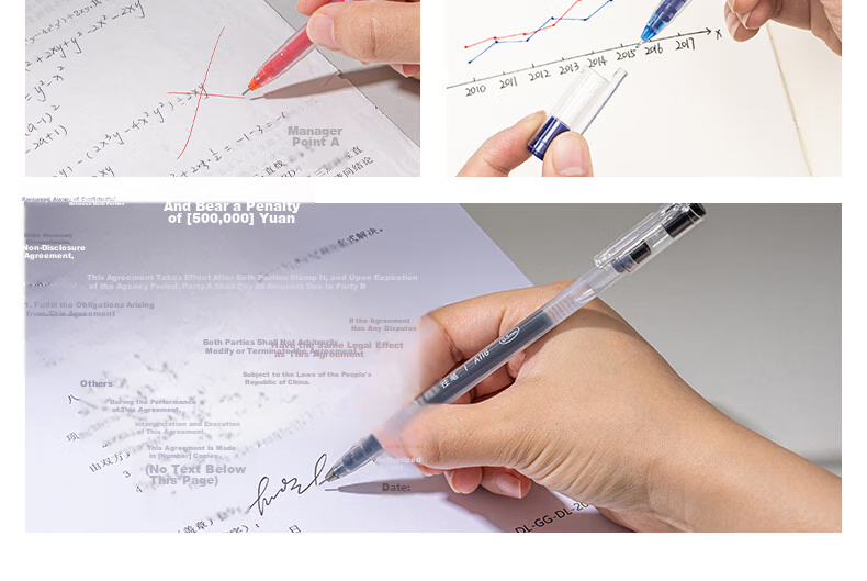 Deli Large Capacity Full Needle Tube Gel Pen 0.5mm Black 12pcs/Box DL-A116 Student Supplies 17