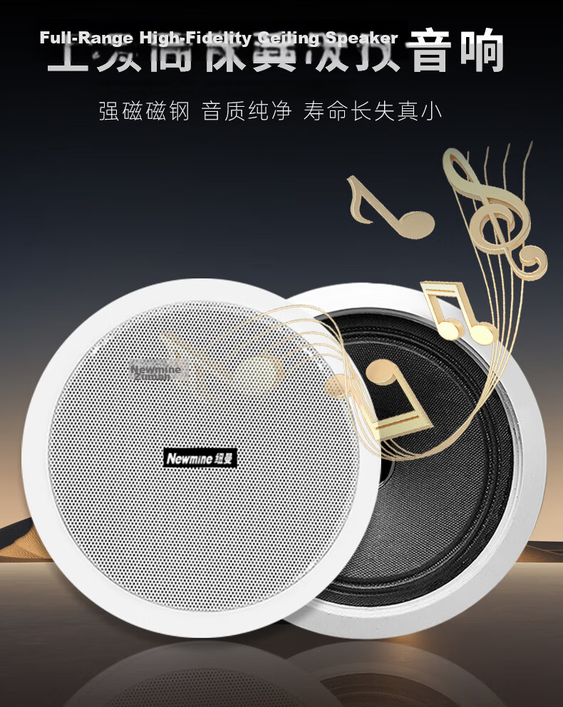 Newmine R15 Ceiling Speaker One-to-Four Set Bluetooth Constant Voltage Amplifier for Shop Restaurant Home Living Room Background Music Public Address Ceiling Speaker 11