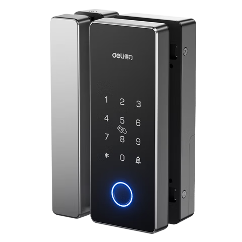 Deli Glass Door Lock Smart Password Lock Access Control Fingerprint Office Glass Door Lock No-Drill Smart Lock AL102