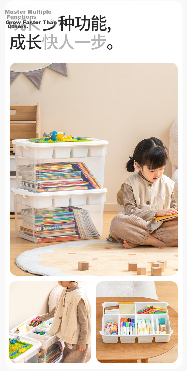 Xitianlong LEGO Storage Box, Children's Building Blocks And Magnetic Tiles Organizer, Large Capacity Toy Compartment Box, 30 Liters, Transparent Gray 7