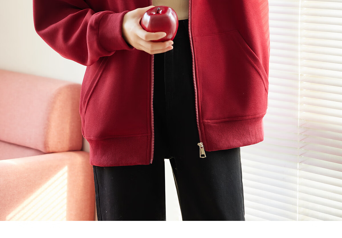 Halo Queen Women's Hoodie Jacket, Zip-Up Sweatshirt, New Year Red Outfit Top H143U1004 23