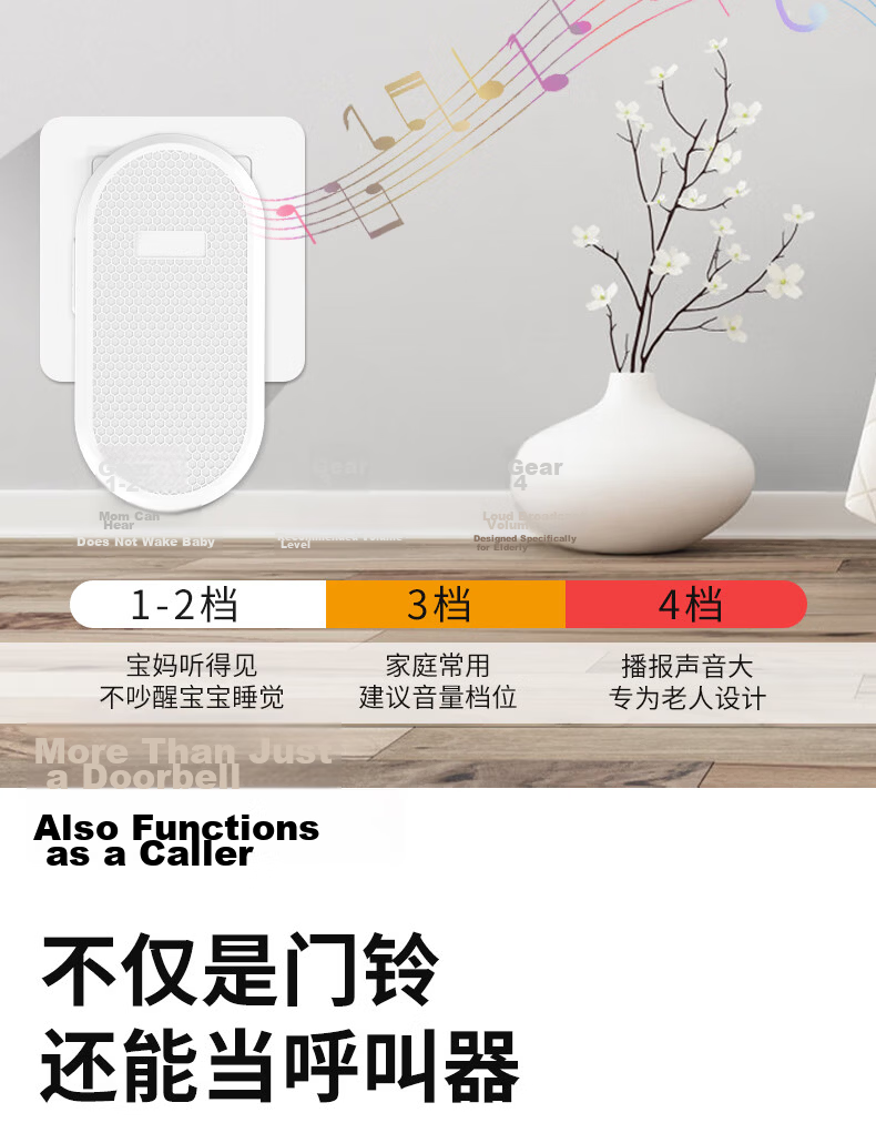 Bolianzhihui Outdoor Waterproof Wireless Doorbell, Ultra-Long Range Home One-To Electronic Remote Control Doorbell, Entrance Dingdong Doorbell, Elderly One-Key Call Button M558 14