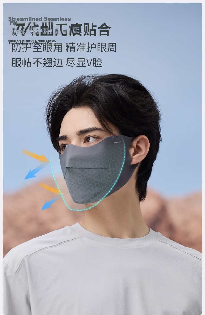 MISSION UV Ice Silk Sunscreen Mask Men's Cycling Mountaineering Summer UV Protection Breathable 3D Full Face Sun Shield 4