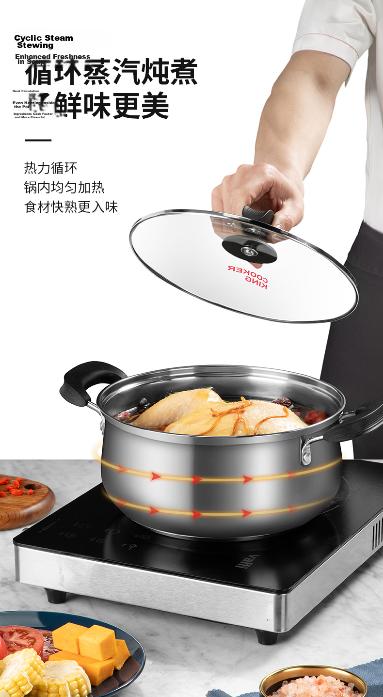 COOKER KING Stainless Steel Thick Soup Pot 316 Non-Coated Small Milk Pot for Noodles, Stewing And Soup Making, 20cm 9