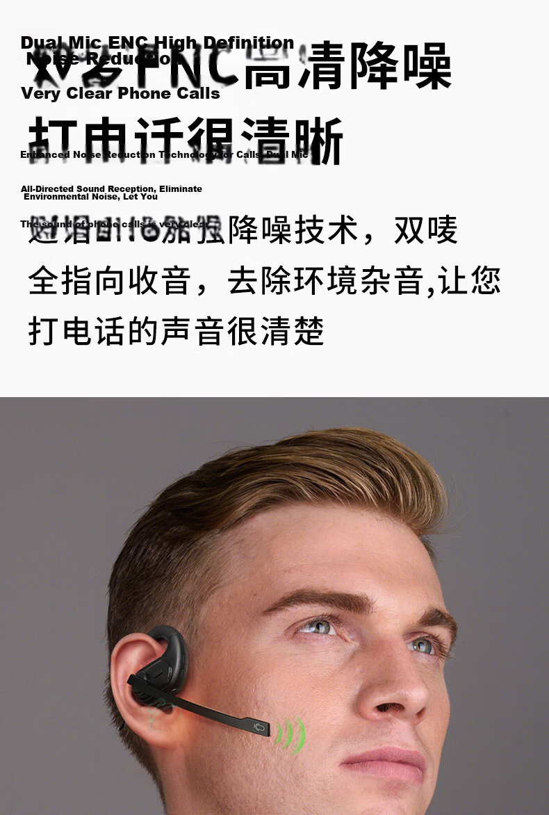 Masentek G9 Wireless Bluetooth Earphones Open-Ear Hook Style Dual Microphone Bone Conduction Concept Neckband Noise-Cancelling Sports Running Music Gaming 7