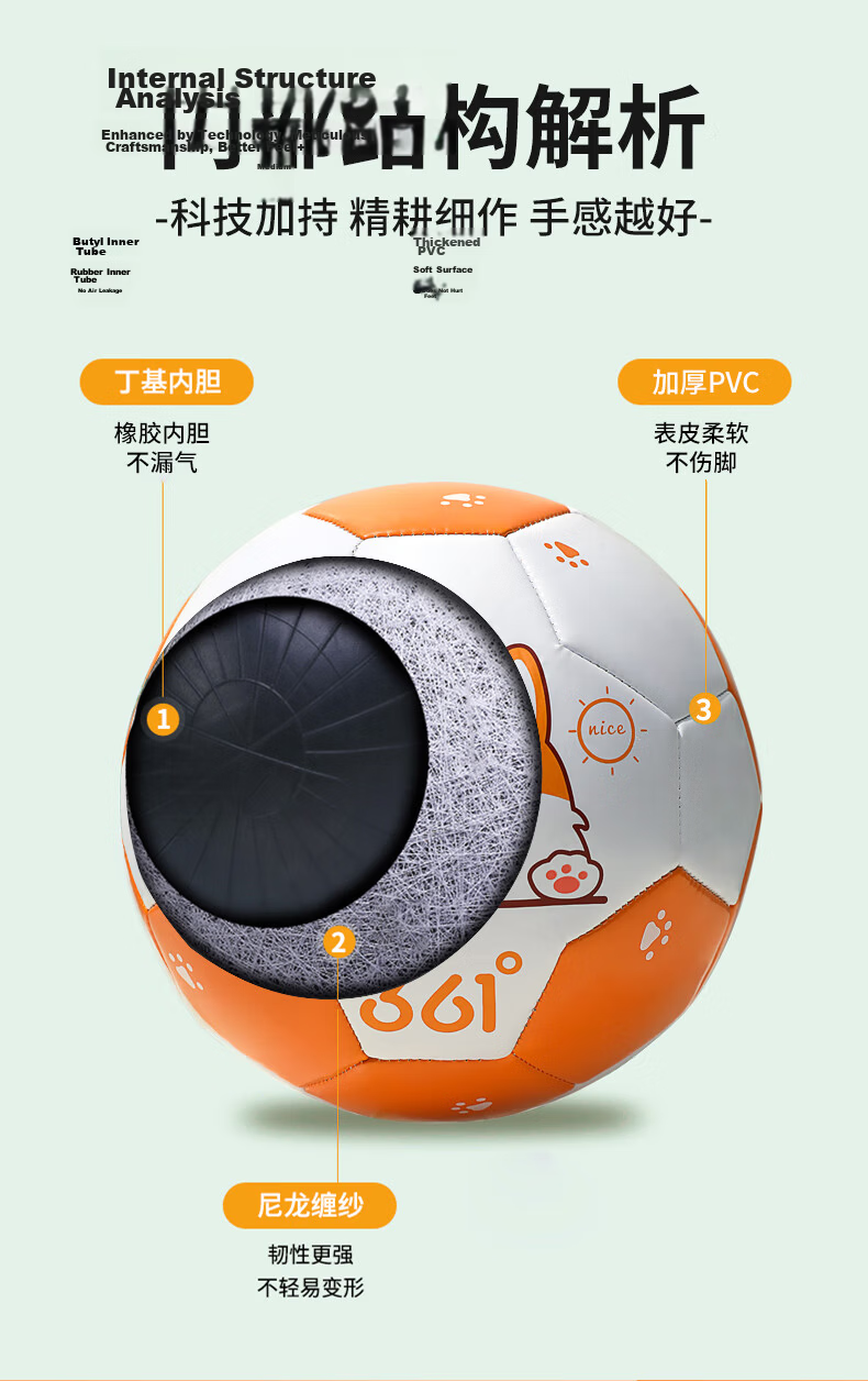 361° Children's Soccer Ball, for Ages 3-6, Small Leather Ball, Children's Toy Ball, Bouncy Ball, Size 3 Baby Football, Recommended for Kindergarte 5