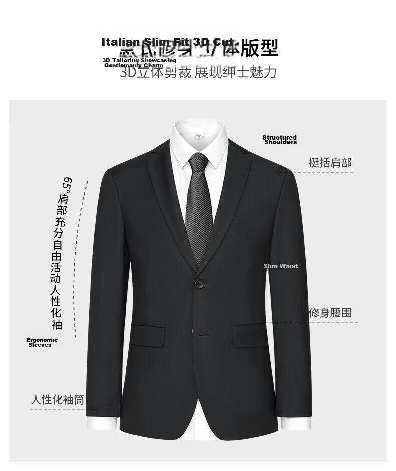 ROMON Men's Casual Formal Suit Jacket, Young and Middle-aged, New Wedding Groom, Office Business Blazer, Spring Autumn Coat, Black XL 5