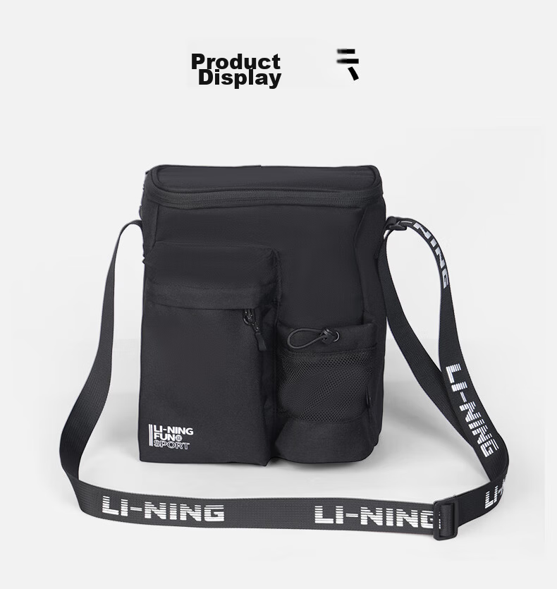 Li-Ning Crossbody Bag for Men, Lightweight Multifunctional Sports Travel Bag, Large Capacity Cycling Bag, Shoulder Bag, Athletic Casual Bag, Gray 20
