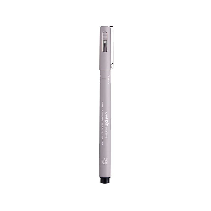 Uni Mitsubishi 0.94mm Water-Based Drawing Soft Tip Needle Pen PINBR-200 Art Design Outlining Brush Pen Light Gray Single Pack