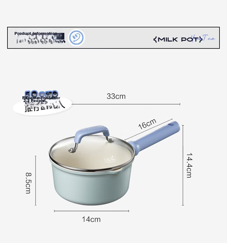 SUPOR Non-Stick Milk Pot with Titanium Ceramic Coating, 16cm Small Soup Pot for Noodles, Milk Heating And Baby Food, Compatible with Induction And Gas Stoves 25