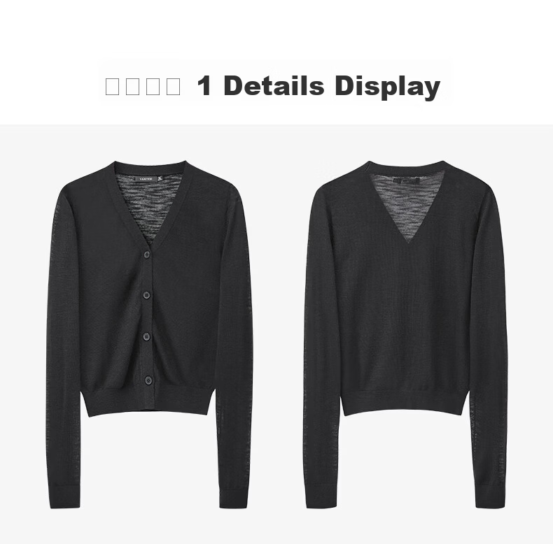 Yanyu Long Sleeve Lightweight Knitwear Women 2026 Summer Simple Versatile Cardigan V-Neck Top Off-White L 49