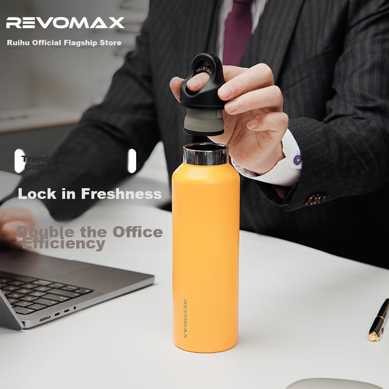 REVOMAX Insulated Tumbler 316 Stainless Steel Men's Large Capacity Cold and Hot Water Bottle Outdoor Sports Cup 950ml - Starlight Silver