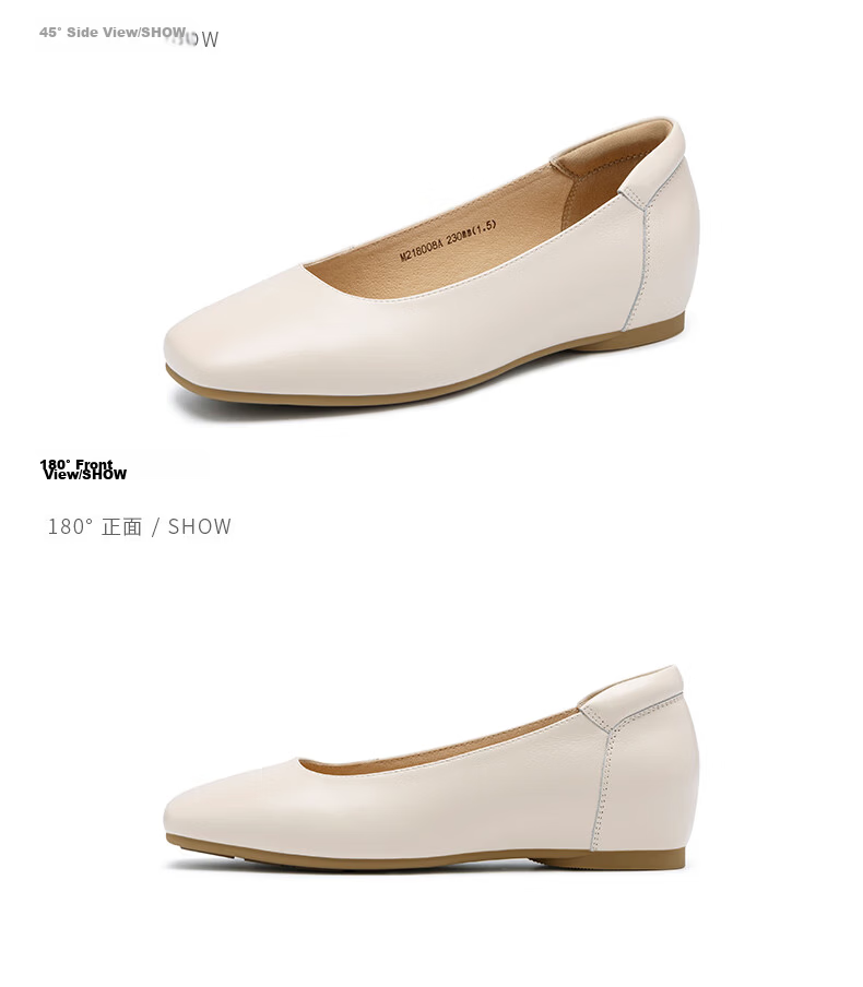 SATCHI Women's Soft Cowhide Professional Flats 2025 Spring New Small Wedge Heel Comfortable Casual Mom Shoes 8