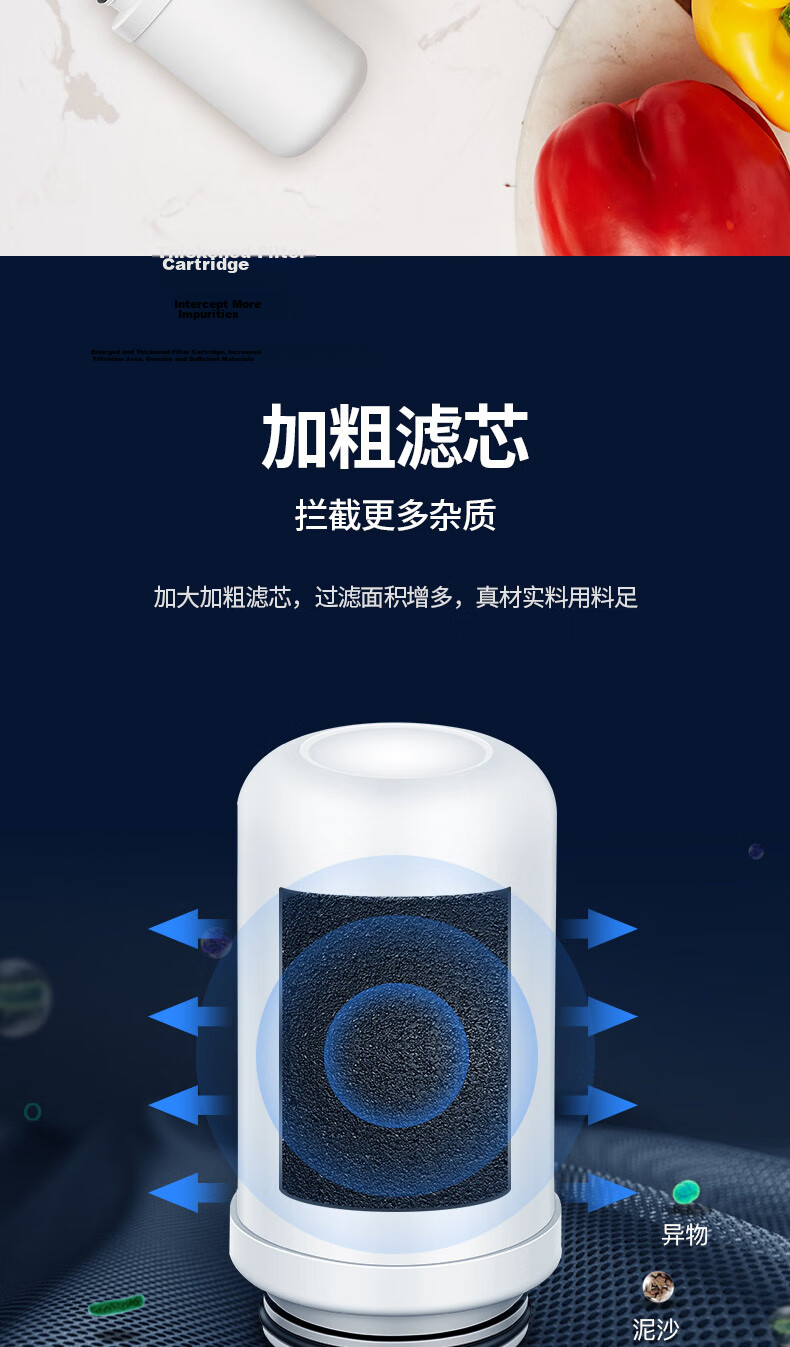 Joyoung Faucet Water Purifier Chlorine Removal Visible Washable Filter Cartridge Four-in-One JYW-T05 12