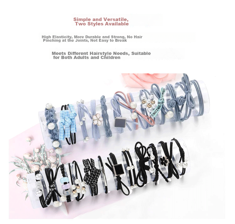 UPLUS Simple High-Elasticity Thin Spiral Hair Ties, 50 Pieces, Hair Bands, Elastic Bands for Ponytails, Black 2