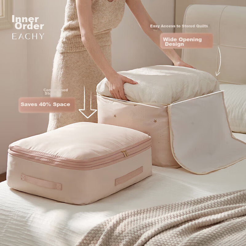 EACHY Quilt Storage Compression Bag for Down and Silk Quilts Bedding Organizer Small Moonlight XL
