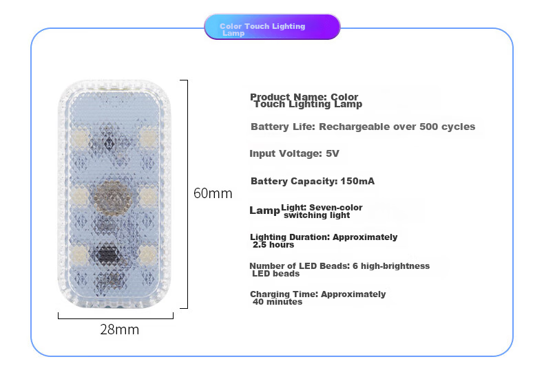 Digalun In-Car LED Ambient Light Car Interior Lighting Wire-Free Automotive Reading Touch Footwell Decorative Multicolor Light 12