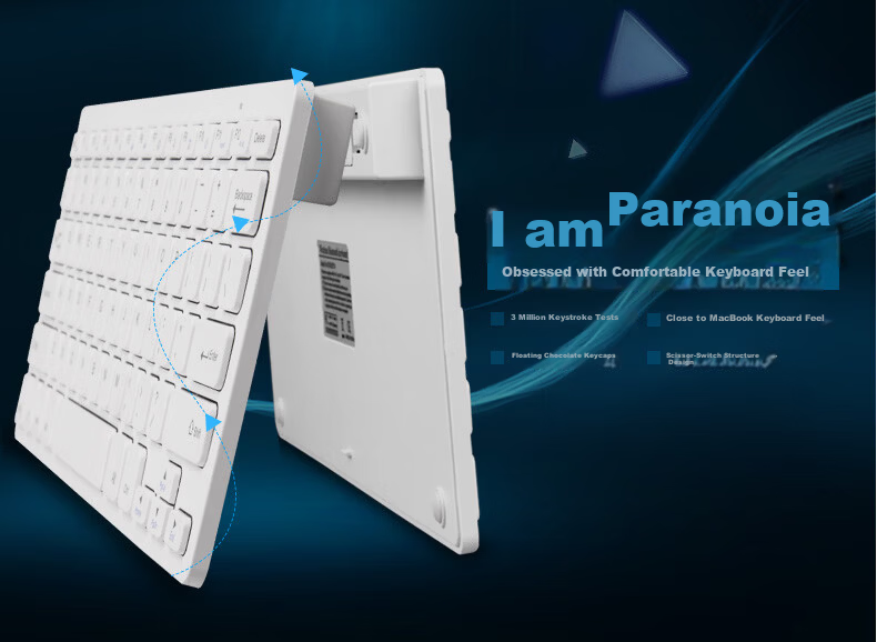 B.O.W Hangshi MK610 Wireless Keyboard and Mouse Set Retro Chocolate 79-Key Laptop Office Universal White 8