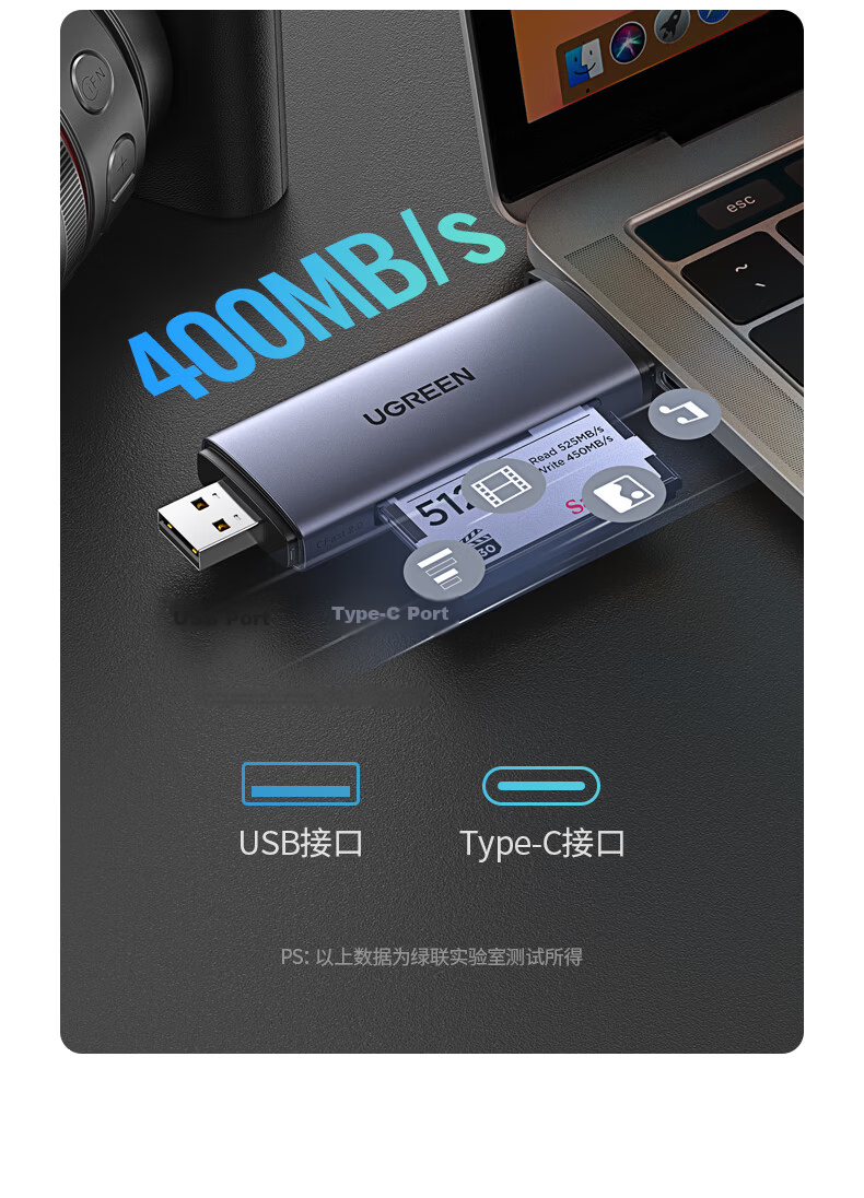 UGREEN USB High-Speed CFast Card Reader USB/Type-C Dual Interface OTG for PC and Mobile Professional DSLR Camera Memory Card Compatible 6