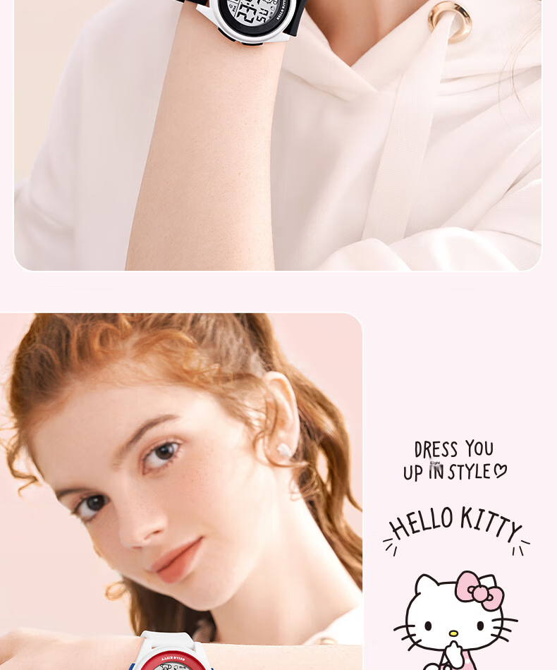 Hello Kitty Electronic Watch for Girls Student Luminous Waterproof Sanrio Sports Digital Watch for Middle and High School Students 19