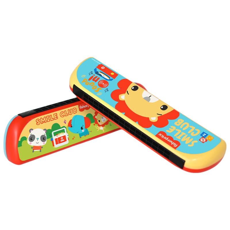 Fisher-Price Children's Harmonica Toy Beginner Early Music Education Blowing Instrument Lion Yellow Red F6622