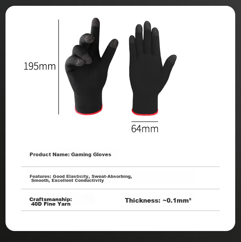 Masentek Gaming Gloves Red And Black, PUBG Thumb Covers, Mobile Game E-Sports Professional Anti-Slip Sweat-Absorbing Touchscreen Breaker for Honor of Kings, Ultra-Thin Breathable, 2 Pairs 18