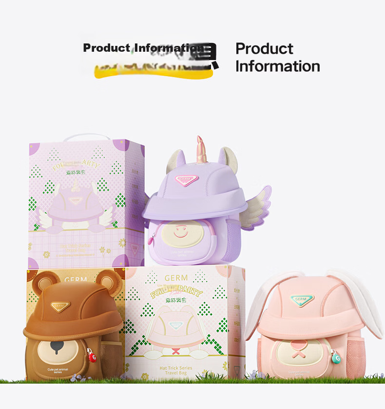 Germ Kids Backpack Kindergarten Lightweight Travel Girls Animal Mini Backpack Unicorn Corn 27