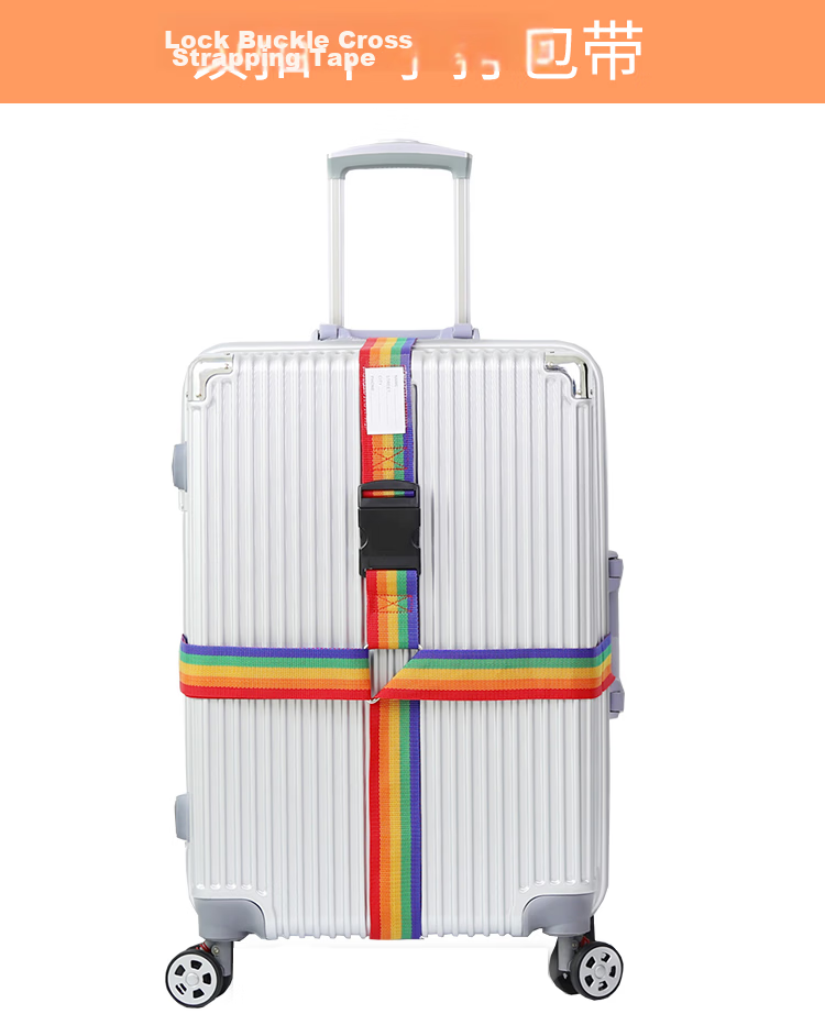 Banjeni Cross Lashing Strap Luggage Tie Strap Suitcase Packing Strap Travel Security Strap with Luggage Tag Rainbow Color 9