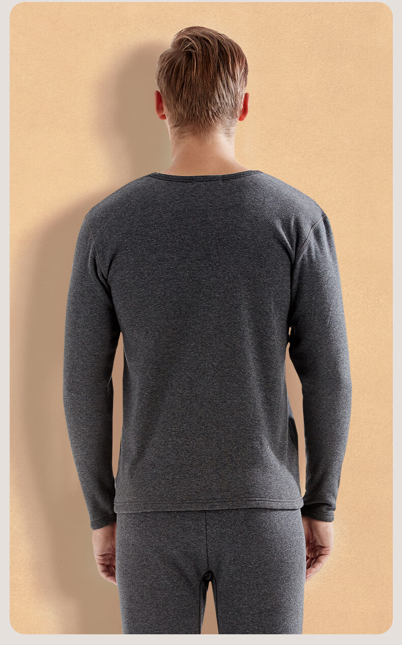 SEPTWOLVES [Double Warmth] Thermal Underwear for Men, Fleece-Lined Thick Autumn And Winter Base Layer Set with Round Neck 15