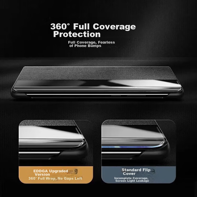 Edgar [Bulk Order] Compatible with Huawei Mate50 Pro 5G Flip Case, Sleep Wake Window, Full Coverage, Drop Protection, Genuine Leather, Heat Dissipation 9