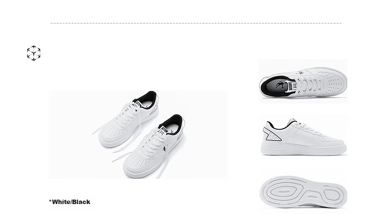 QIAODAN Men's Sneakers, Skateboard Shoes, Sports Shoes, Leather Upper, Air Force One Style, Casual Versatile Thick-Soled Height-Increasing White Shoes 20