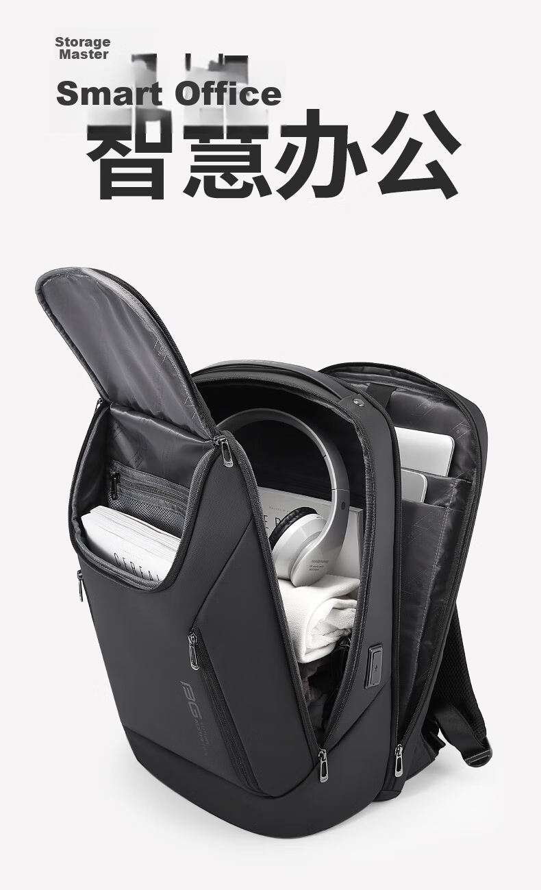 Bange Men's Large Capacity Backpack Business Travel Bag College Student 17.3-inch Laptop Backpack Double Shoulder Bag Black Gift 5