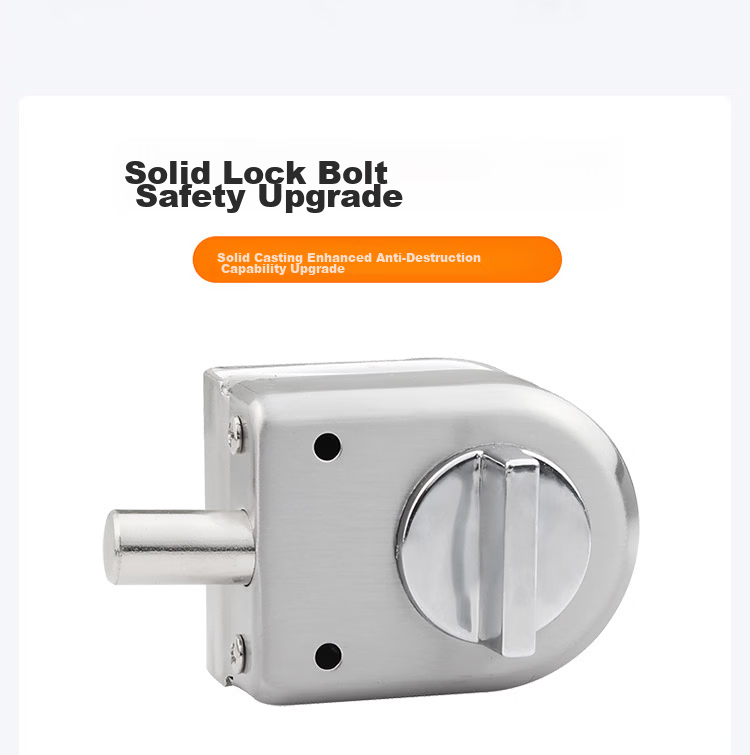 Auburn Bolt No-Drill Glass Door Bolt Lock Hotel Bathroom Single Door Floor Lock Toilet Floor Bolt 822 Silver 4