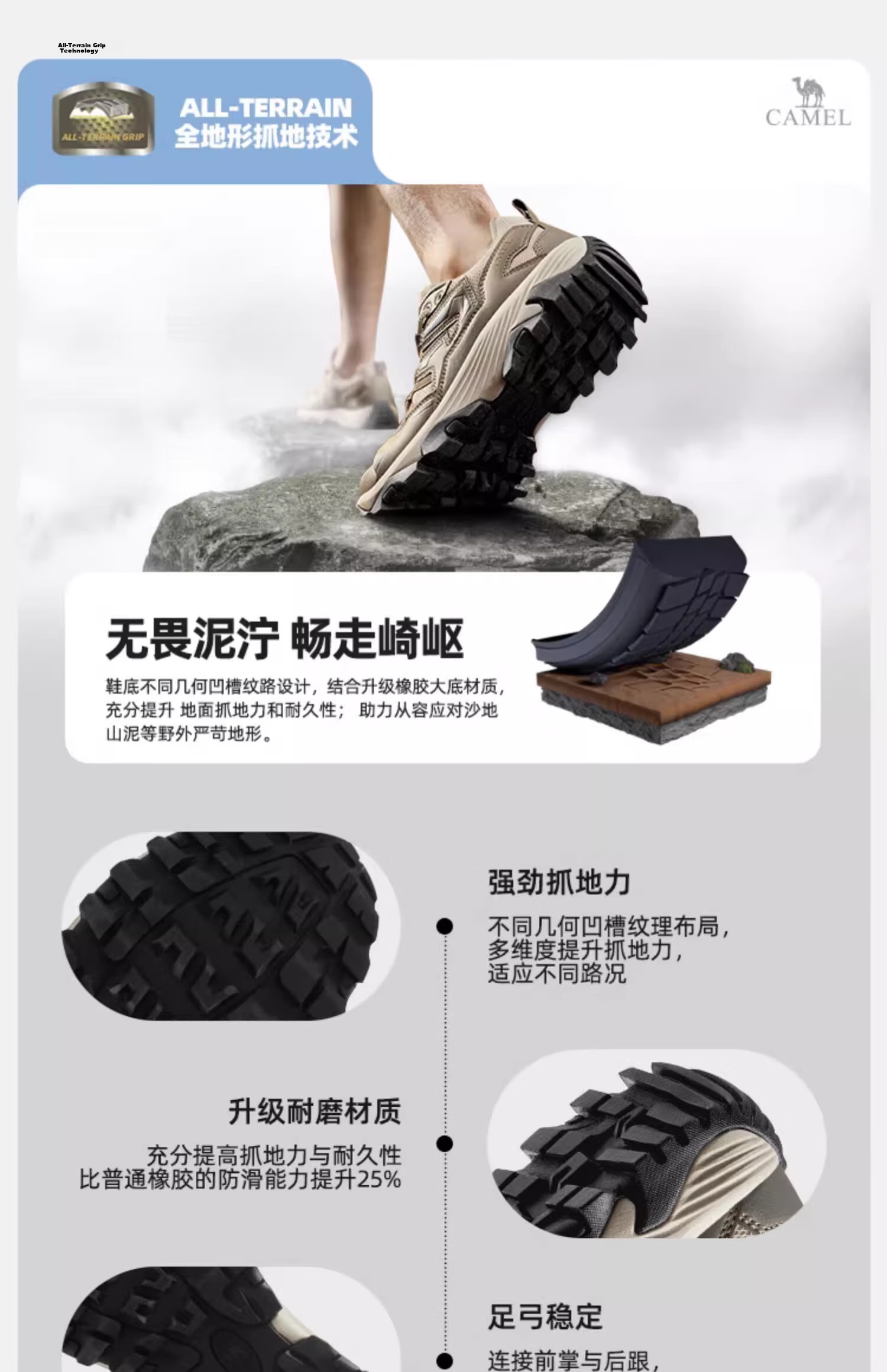 CAMEL [Wang Junkai's Choice] Hiking Shoes for Men And Women, Non-Slip Wear-Resistant Mountaineering Boots, Outdoor Breathable Climbing Shoes, Size 42 6
