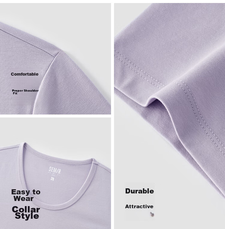 Semir Women's Short Sleeve T-Shirt 26 Summer Slim Fit U-Neck Loose Fit Round Neck Base Shirt 109326100001 29