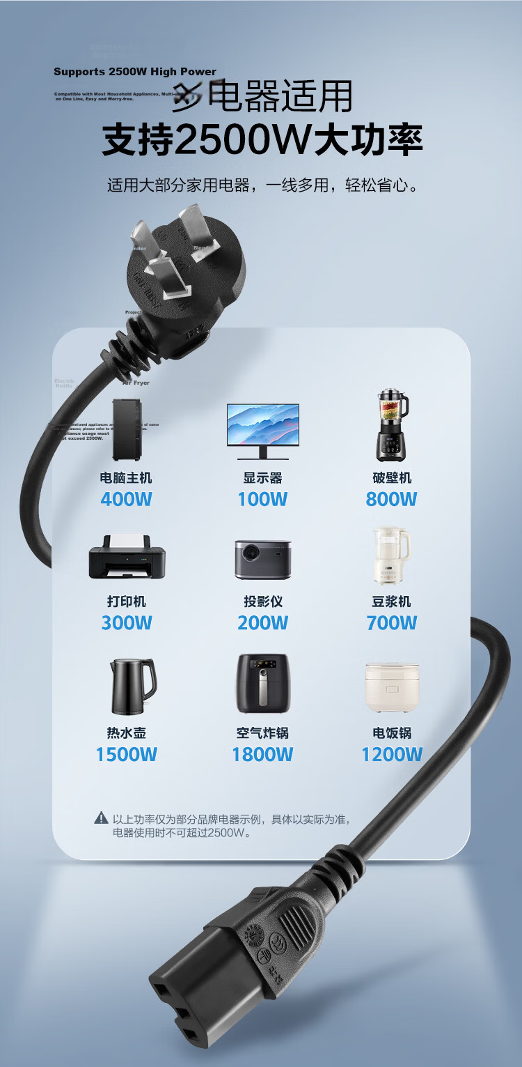 BULL Power Strip / Extension Cord / Surge Protector / Multi-Outlet Strip / Power Bar / Cable Reel / Extension Cord 1 Outlet No Switch Total Length 0.6 Meters GN-101001 9