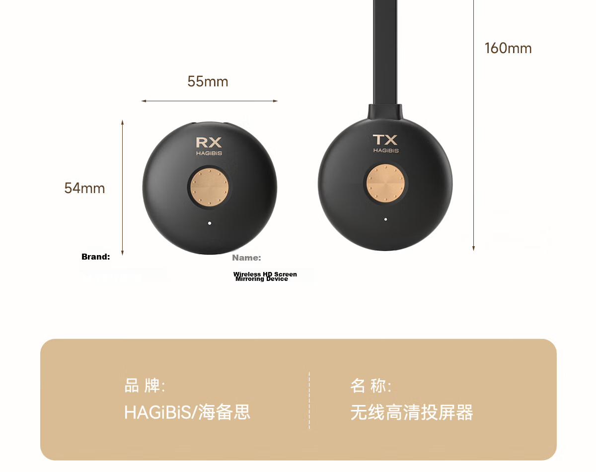 Hagibis Wireless Screen Mirroring Device, HDMI Point-To Screen Mirroring Magnetic Receiver And Transmitter, High-Definition Transmission, Suitable for Phones, Computers, TVs, Projectors, Monitors, Home Use, Meetings, And Office Work 45