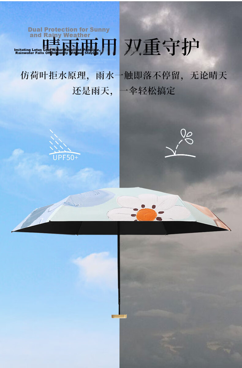 Fanyejia Vintage-Style Six-Fold Umbrella, Sun Umbrella for Women, UV Protection, Dual-Use for Rain And Shine, Compact Black Umbrella for Children, Mid-Autumn Festival Gift for Girls, High Aesthetic Value 10
