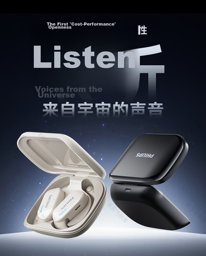 PHILIPS Bluetooth Headphones, Bone Conduction Concept, True Wireless, Over-Ear, Open-Style, Not In-Ear, Clip-On, for Sports And Running, Long Battery Life, High-End Noise Reduction, Universal Fit for Apple And Huawei - TAT1769 White 3