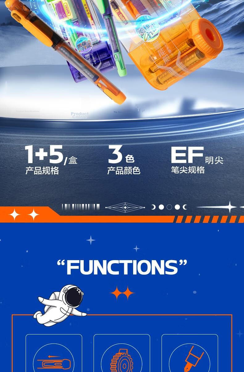 Deli EF Fine Nib Fountain Pen Student Stationery, Quick-Drying Posture-Correcting Handwriting Practice (1 Pen 1 Crystal Blue Ink Cartridge 1 Ink Converter), Purple, S5-J EF Nib (Approximately 0.38mm) 2