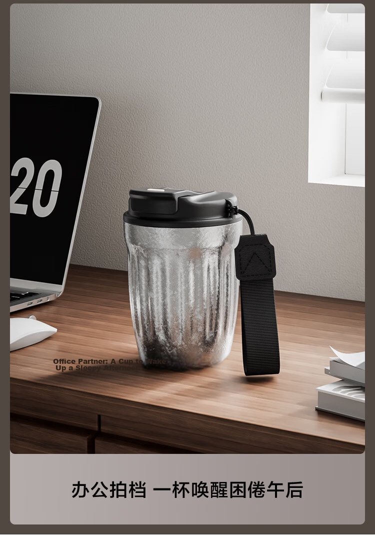 JD Original Insulated Mug Coffee Cup Portable Travel Water Bottle Practical Cup for Men And Women Silver Gray 360ml 12