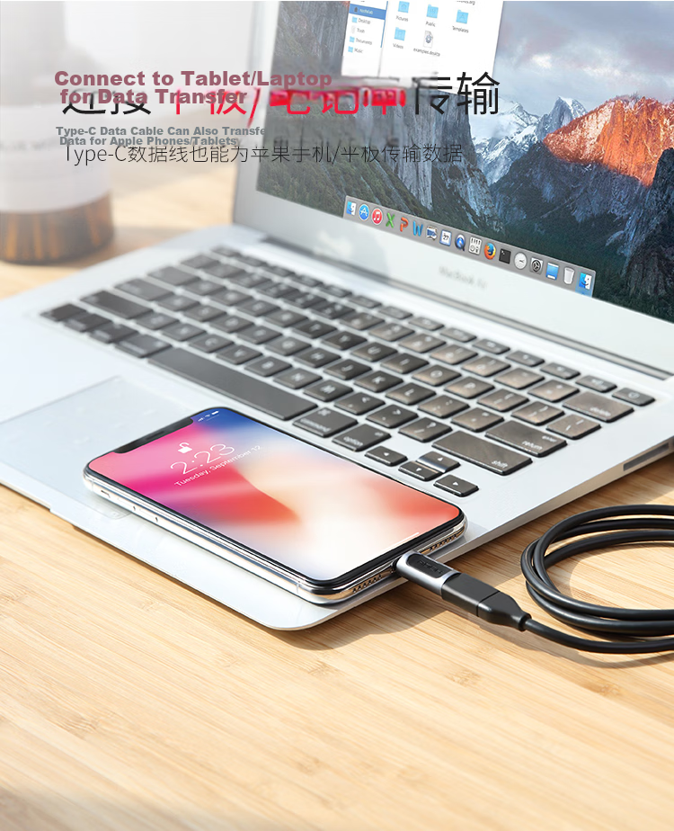 ROCK USB to Type-C Adapter OTG Charging Data Cable USB Drive for Apple iPhone 16/15, iPhone 15/16 Pro Max, Laptop, Huawei, Android Tablet 3