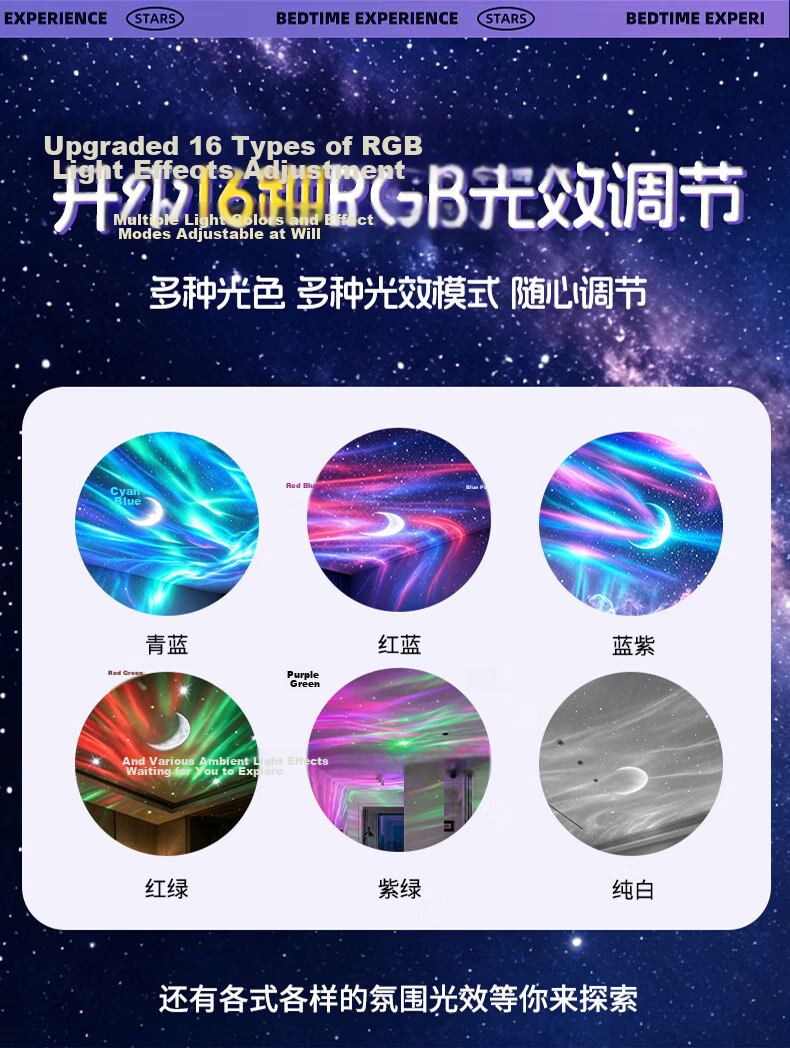 Jingqian Mantianxing Full Room Projection Star Night Light Bedroom Starry Sky Lamp Small Night Light Couple Atmosphere Lamp Children's Birthday Practical Gift 16