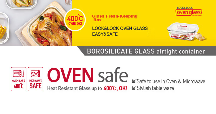 LOCK&LOCK Heat-Resistant Glass Food Storage Container Microwave Lunch Box 1020ml with Lunch Bag for Office Workers and Students 1