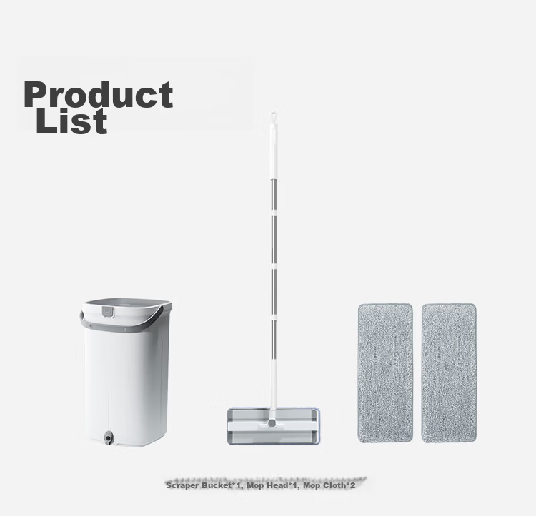 JD Jingzao 32cm Flat Mop with Dirty Water Separation and Scraper Bucket, Hands-Free Cleaning Household Set with Bucket and 2 Mop Cloths 22