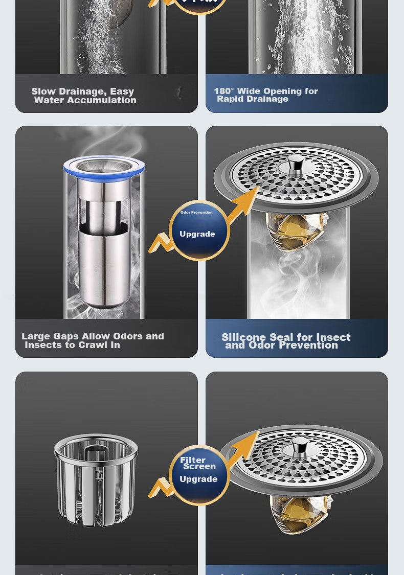 Bingyou Anti-Odor Floor Drain Core Universal Bathroom Insect-Proof Hair Filter Drain Pipe Anti-Backflow Odor Sealing Cover 3
