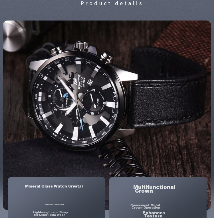 CASIO Men's Watch, EDIFICE Earth Heart Quartz Exam Japanese And Korean Style, Gift for Boyfriend, EFR-303DB 7