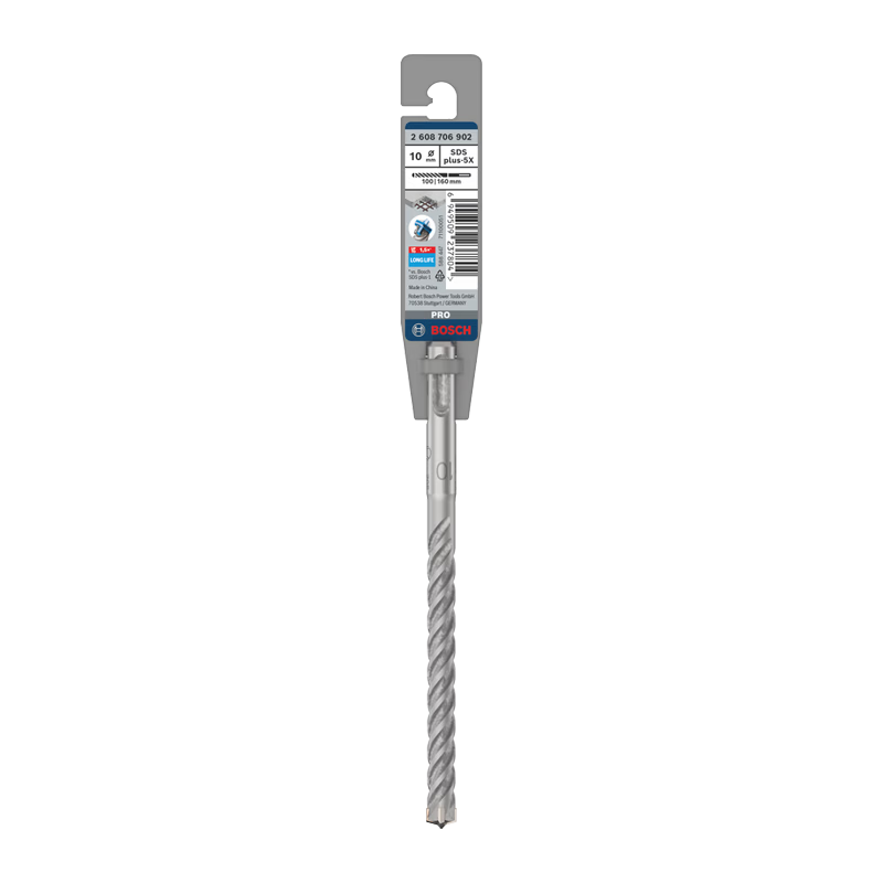 BOSCH Rotary Hammer Drill Bit, Four-Hole 5 Series Round Shank, Two-Hole Two-Groove Concrete Masonry Drill Bit, 10x100x160mm, 1 Piece
