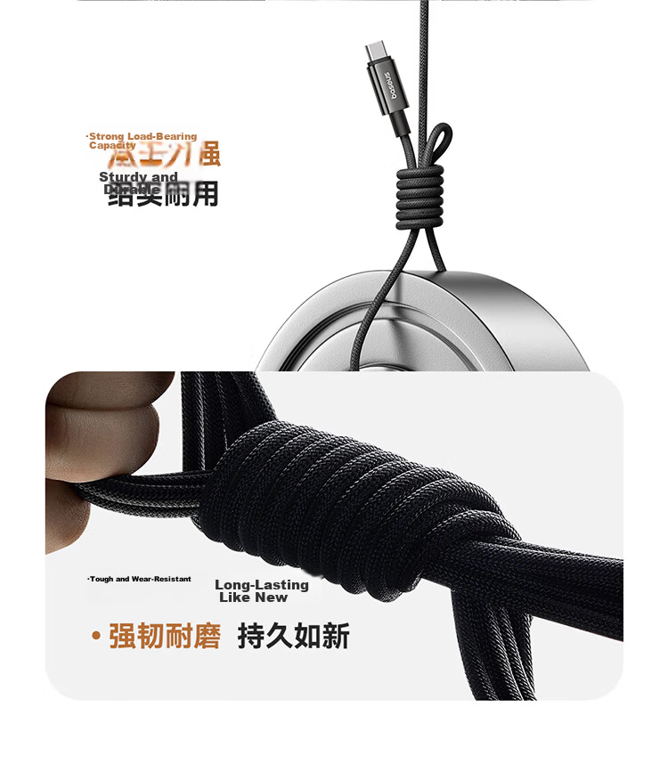 Baseus Apple 15/16/17 Magnetic Type-C Data Cable Dual C 100W Fast Charging Car Mount Cable for iPhone 17/16/15 Huawei Xiaomi Phones iPad 17