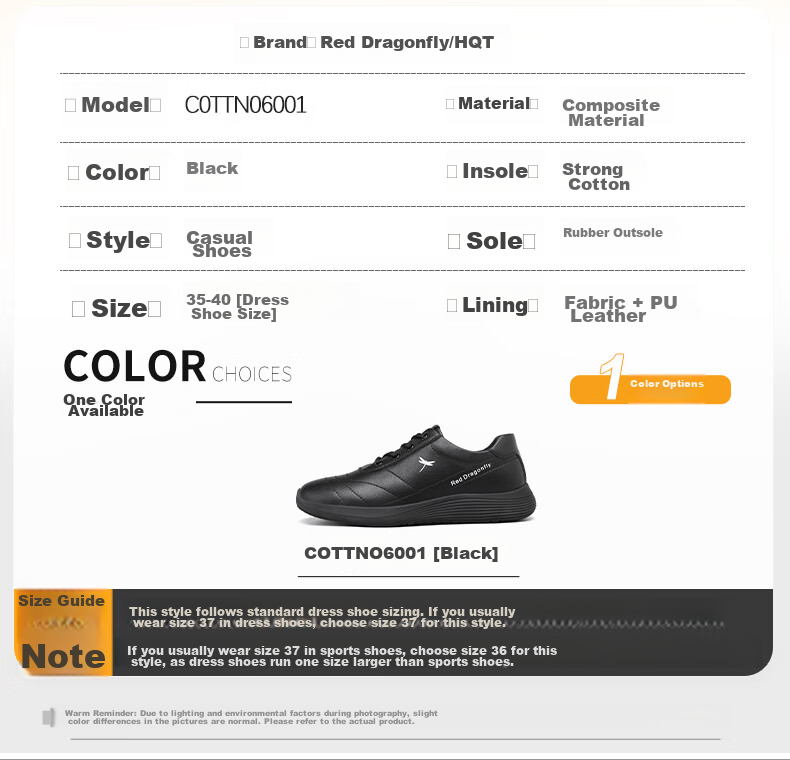 RED DRAGONFLY Casual Shoes for Women, Comfortable Versatile Women's Shoes, Trendy Sports Sneakers, Korean-Style Black Shoes for Women, C0TTN06001 6